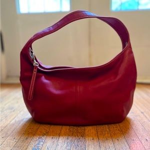 Coach Red Leather Medium Hobo Bag